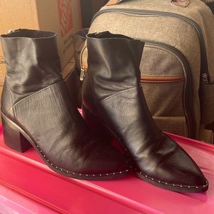 Black leather booties